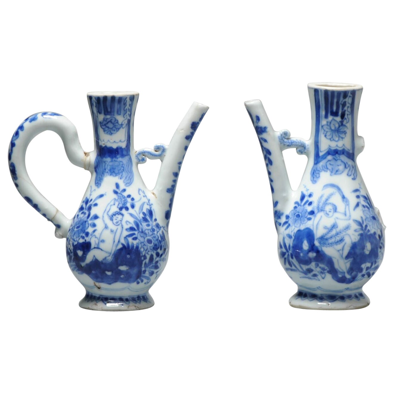 Seltene Kangxi-Chinesisches Porzellan Adam- und Eva-Ewers aus der Zeit 1662-1722 im Angebot