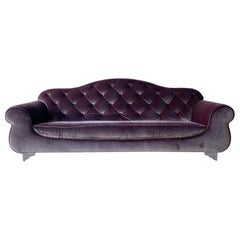 Formenti Italian Plum Fabric Tufted Sofa