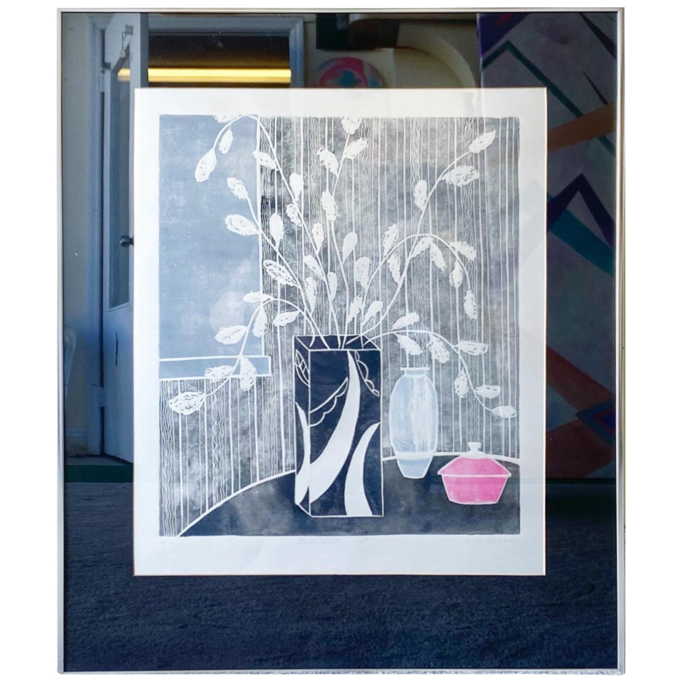 Floral Thirty Eight, litografia d'argento incorniciata e firmata 6/50 di Arlene Sherman