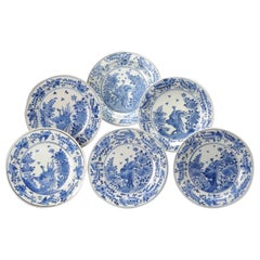 Set of 6 Antique Edo Period Japanese Porcelain Dinner Dish Kakiemon, 1680-1700