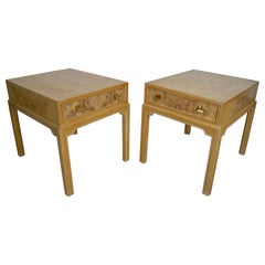 Retro Burl Wood Drexel End Tables - A Pair