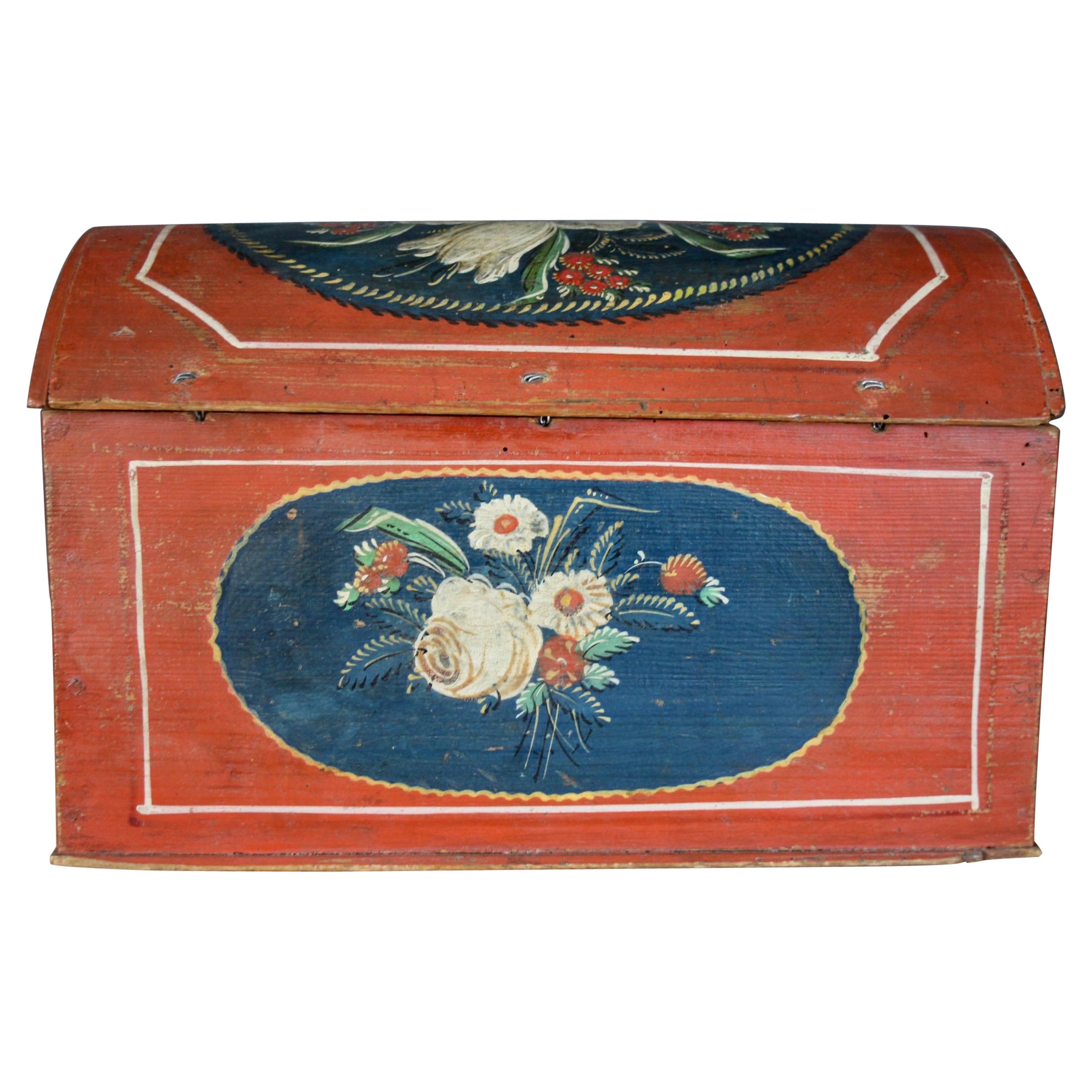 Swiss alp painted box For Sale