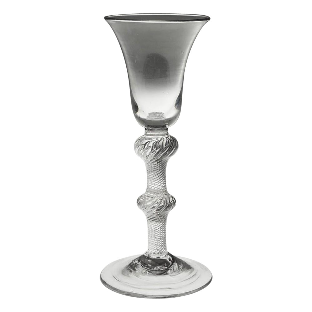 18th Century Double Knop Air Twist Wine Glass c1750 For Sale