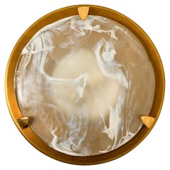 Brass and Blown Murano Glass Flush Mount by Hillebrand, 1960s