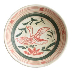Petite assiette chinoise en poterie ancienne/13e siècle/Motif de la sauvagine/Dynastie Jin