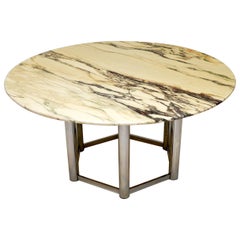 Large Vintage Italian Marble and Chrome Dining Table