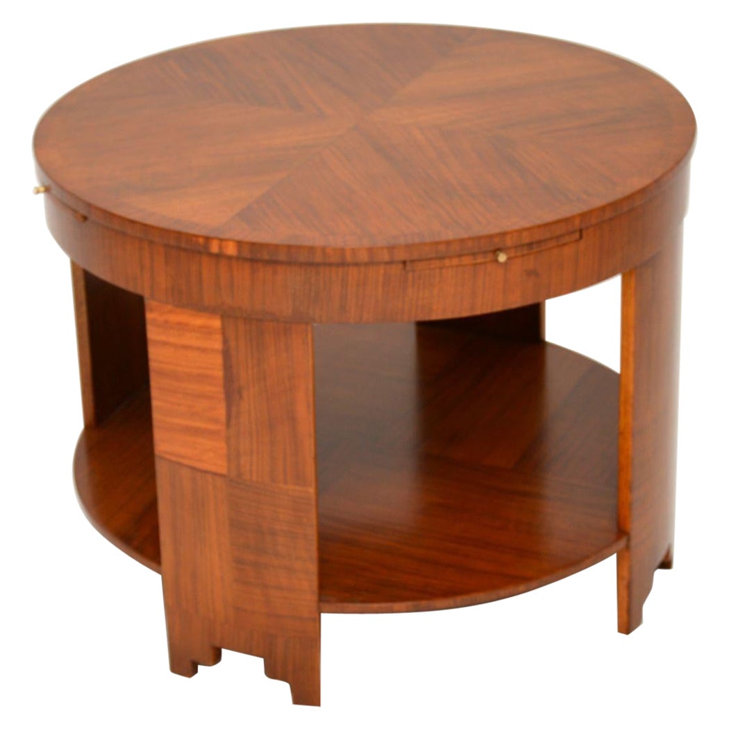 Large Art Deco Walnut Coffee Table For Sale