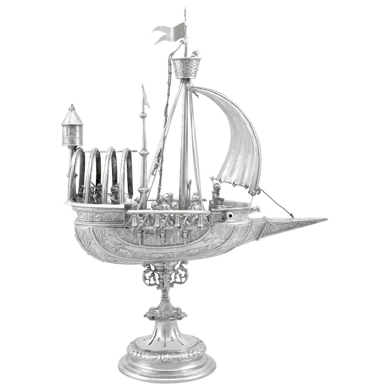 1900s French Silver Nef / Centrepiece For Sale