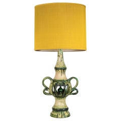 Exeptional XL Fat Lava Green and Ivory Ceramic Lamp, West-Germany