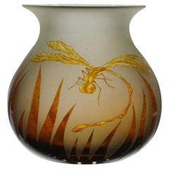 Limited Edition 21st Century Cameo Glass " Dragonfly Vase" by StanMir GR