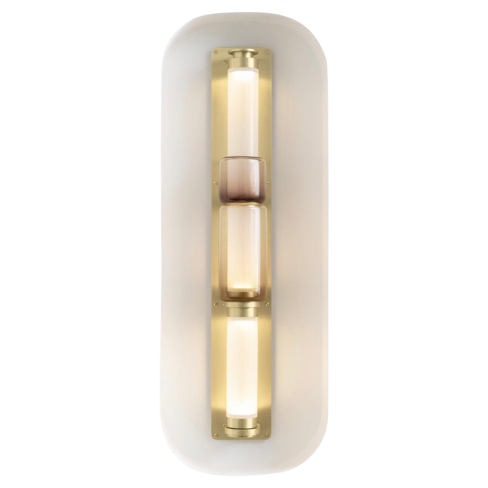 Luna Sconce with Bead in Satin Brass For Sale