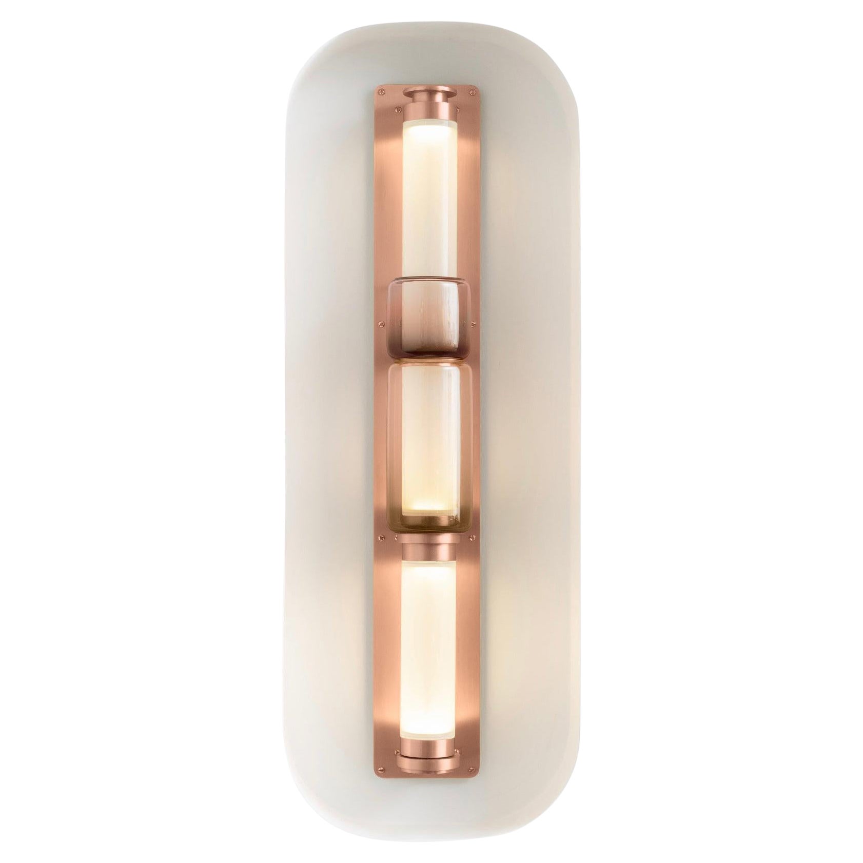 Luna Sconce with Bead in Satin Copper For Sale
