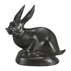 Early 20th Century Art Deco Study entitled "Lapin Assis" By Irénée Rochard