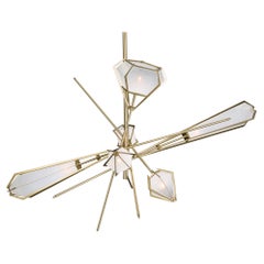 Harlow Large Chandelier in Satin Brass & Alabaster White Glass