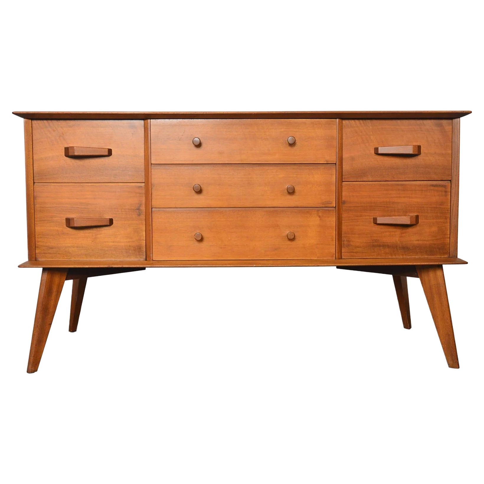 English Modern Seven Drawer Walnut Dresser For Sale