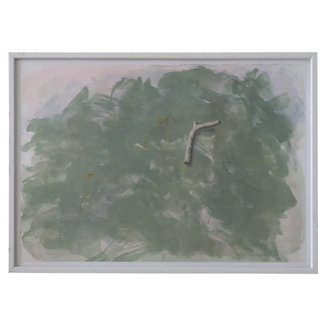 Lennart Aschenbrenner, Composition with stick, Color Lithograph, 1986, Framed For Sale