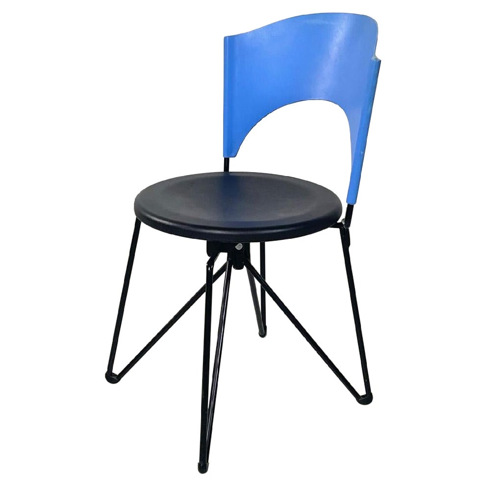 Italian modern black and blue chair Sofia by Carlo Bartoli for Bonaldi, 1980s