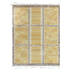 Vintage Swedish Flat Weave Rug by Marianne Richter (Josefina Gul) Ab Mmf Mr