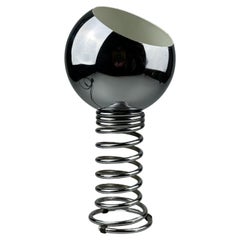 60s 70s table lamp ball lamp spring chrome metal space age design