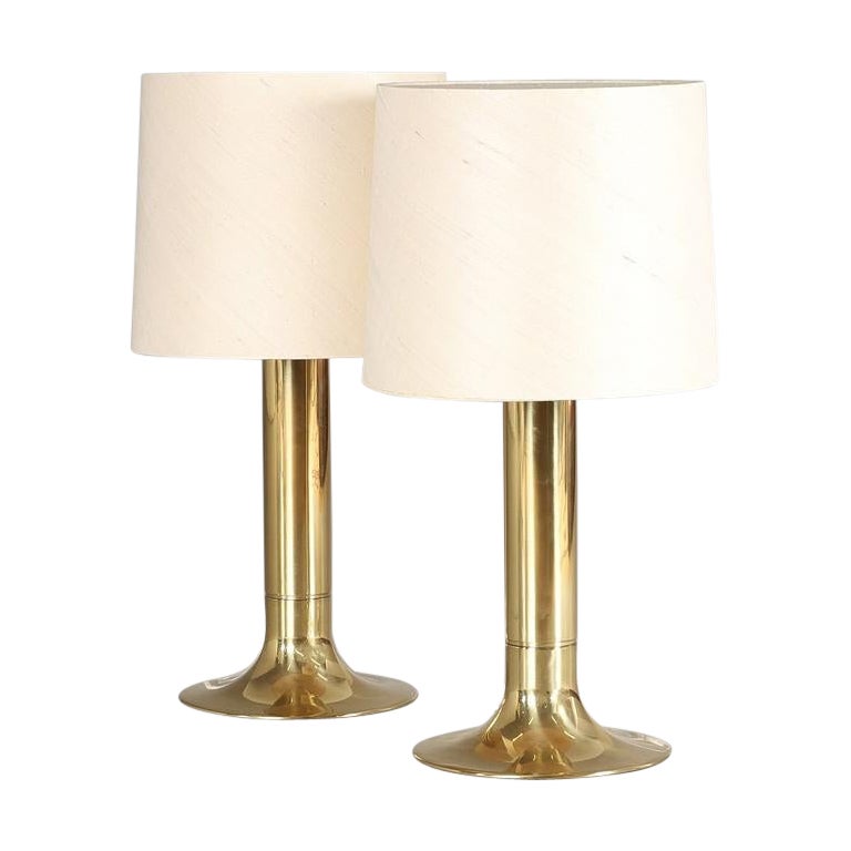 Swedish Modern Hans-Agne Jakobsson pair of brass table lamps 1960's