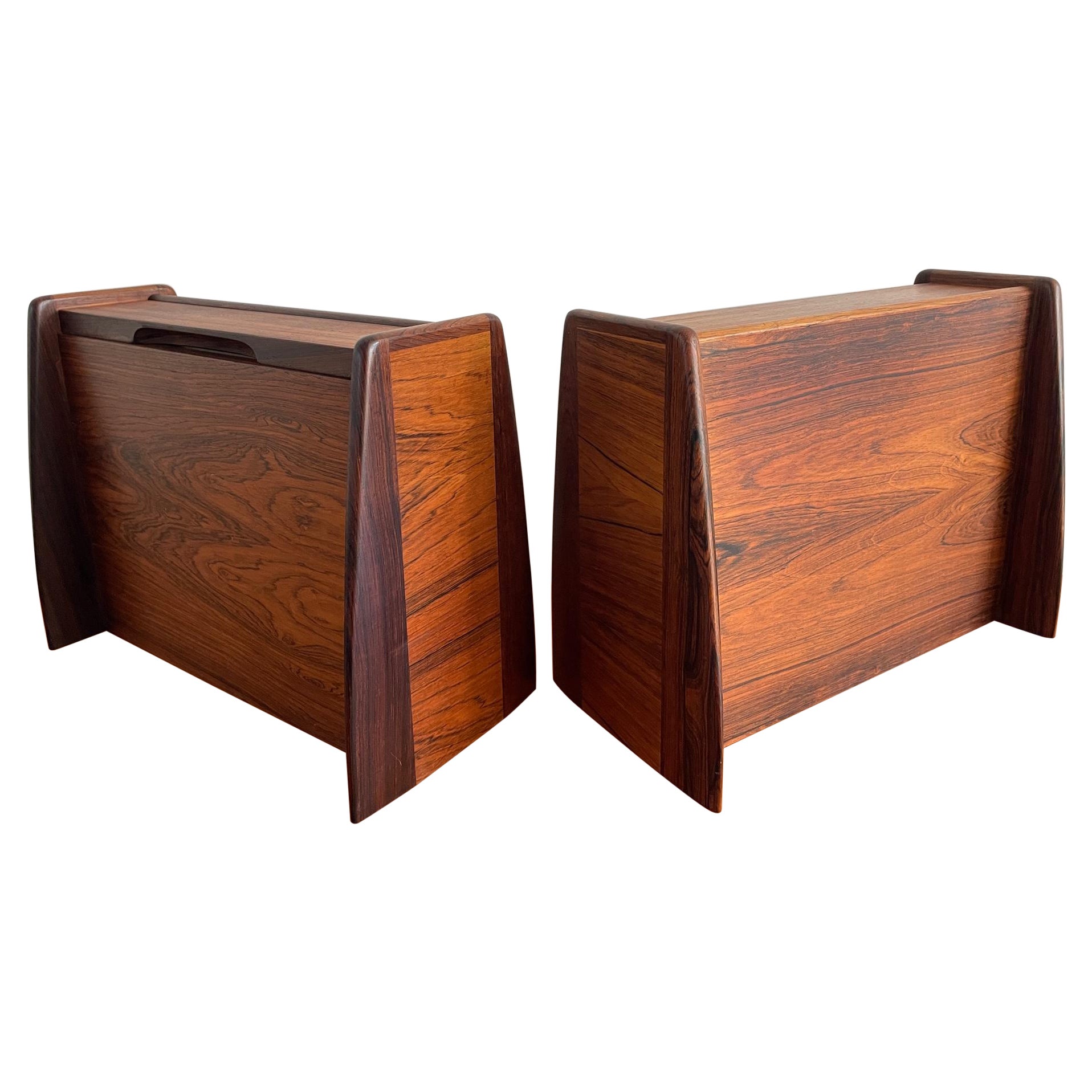 Rare pair of mid century Danish floating night stands by Melvin Mikkelsen, 1950s