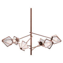 Harlow Spoke Chandelier Small in Satin Copper and Alabaster White Glass