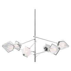 Harlow Spoke Chandelier Small in Satin Nickel and Alabaster White Glass