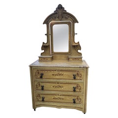 Retro Amish Chest of Drawers with Matching Attachable Mirror