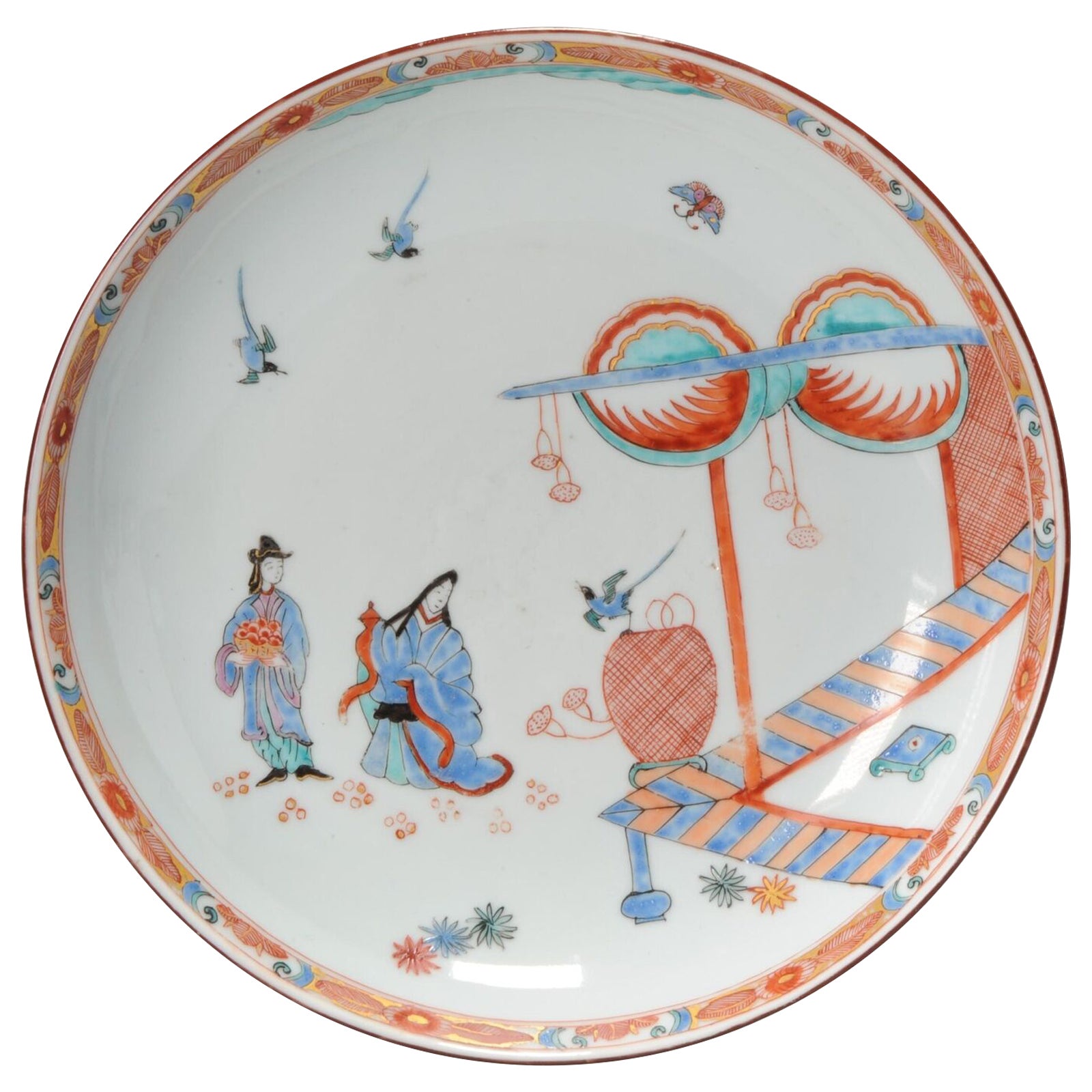Antique Chinese Porcelain Kakiemon Dishe Amsterdam Bont Qing Nightingale, 18th C