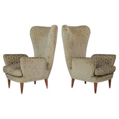 Emilio Sala and Giorgio Madini, Arm Chairs with Tapered Wooden Legs Italy 1950s