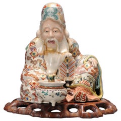 Antique Japanese Sozan of Satsuma Statue Shou Lao Immortal, 19th Century