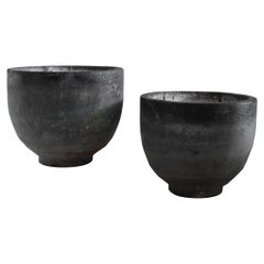XL Pair Of Patinated Early 20Th C. Wabi Sabi Vessels/Planters