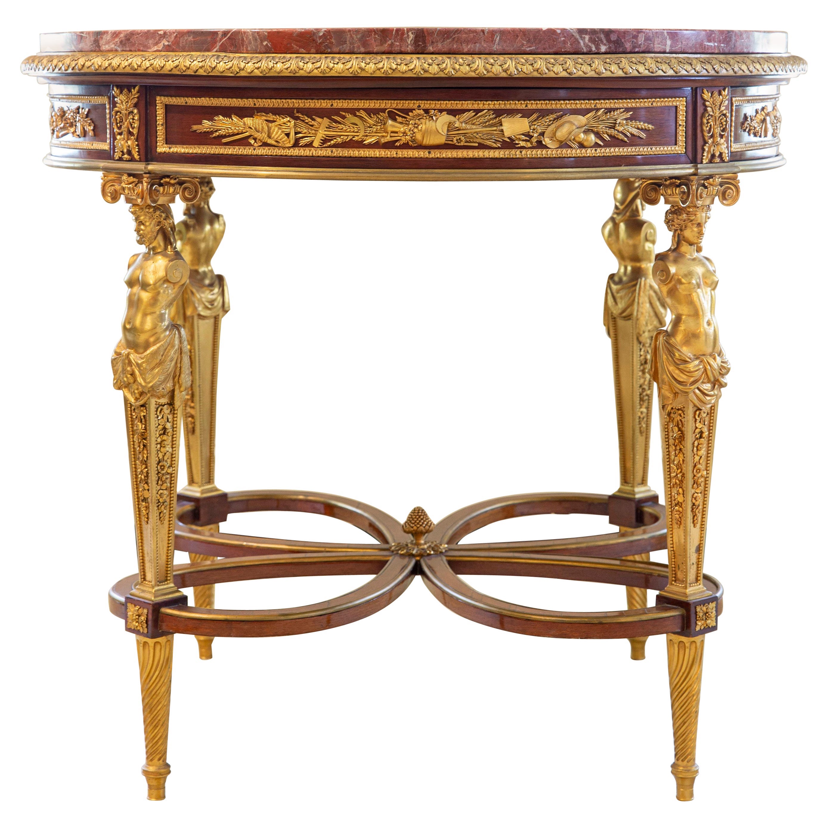 A Very Fine Late 19th Century Gilt Bronze Mounted Center Table by Henry Dasson For Sale