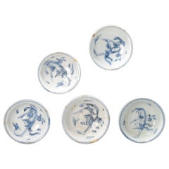 Tea bowl Set Kosometsuke Antique Chinese Ming Dynasty Liu Hai Toad, 17th C