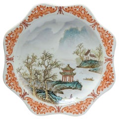 Antique Chinese Porcelain Dish Republic Period Qianjiang Style Landscape Marked