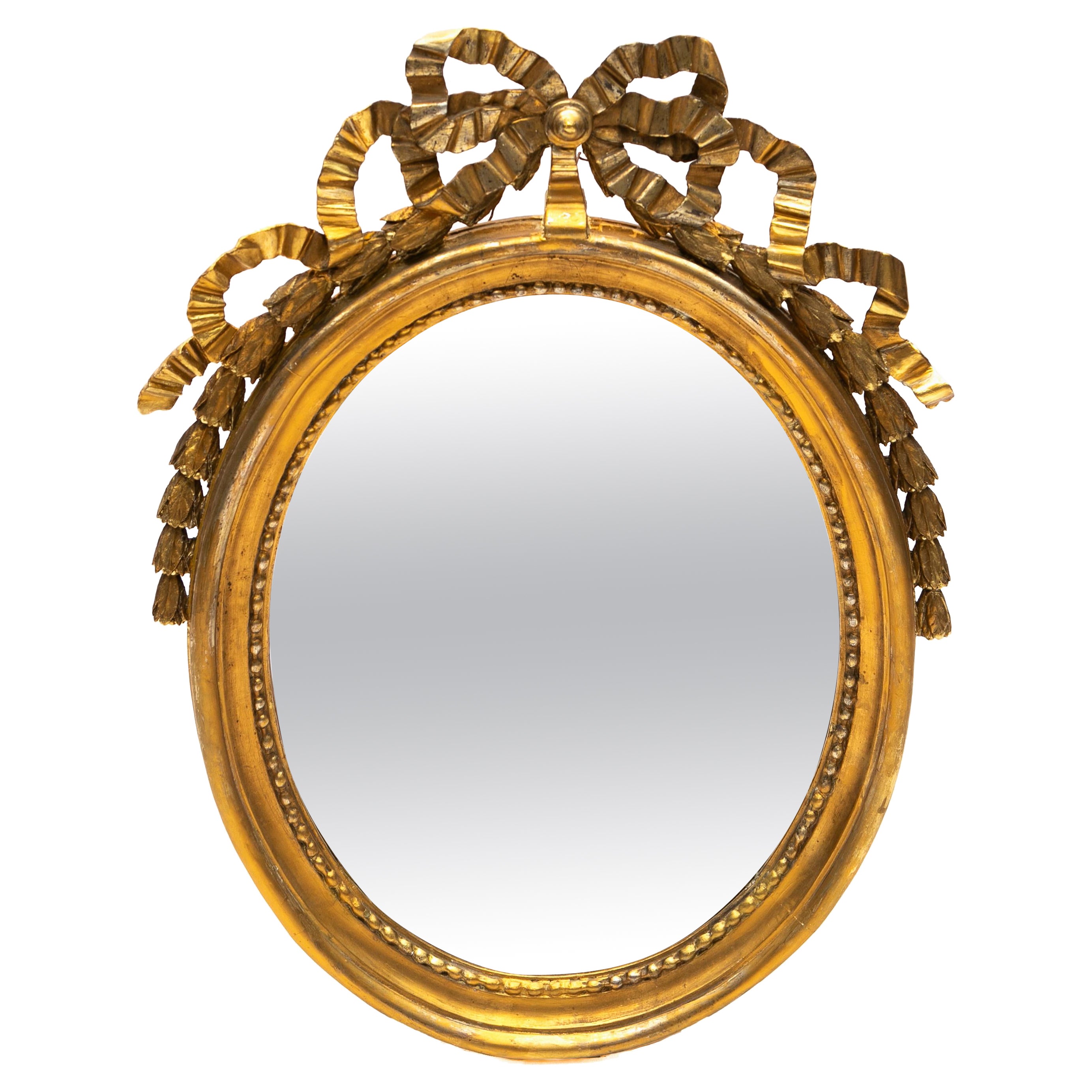 Oval Gustavian Giltwood Wall Mirror For Sale
