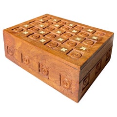 Retro Indian Handcarved Wooden Decorative Box