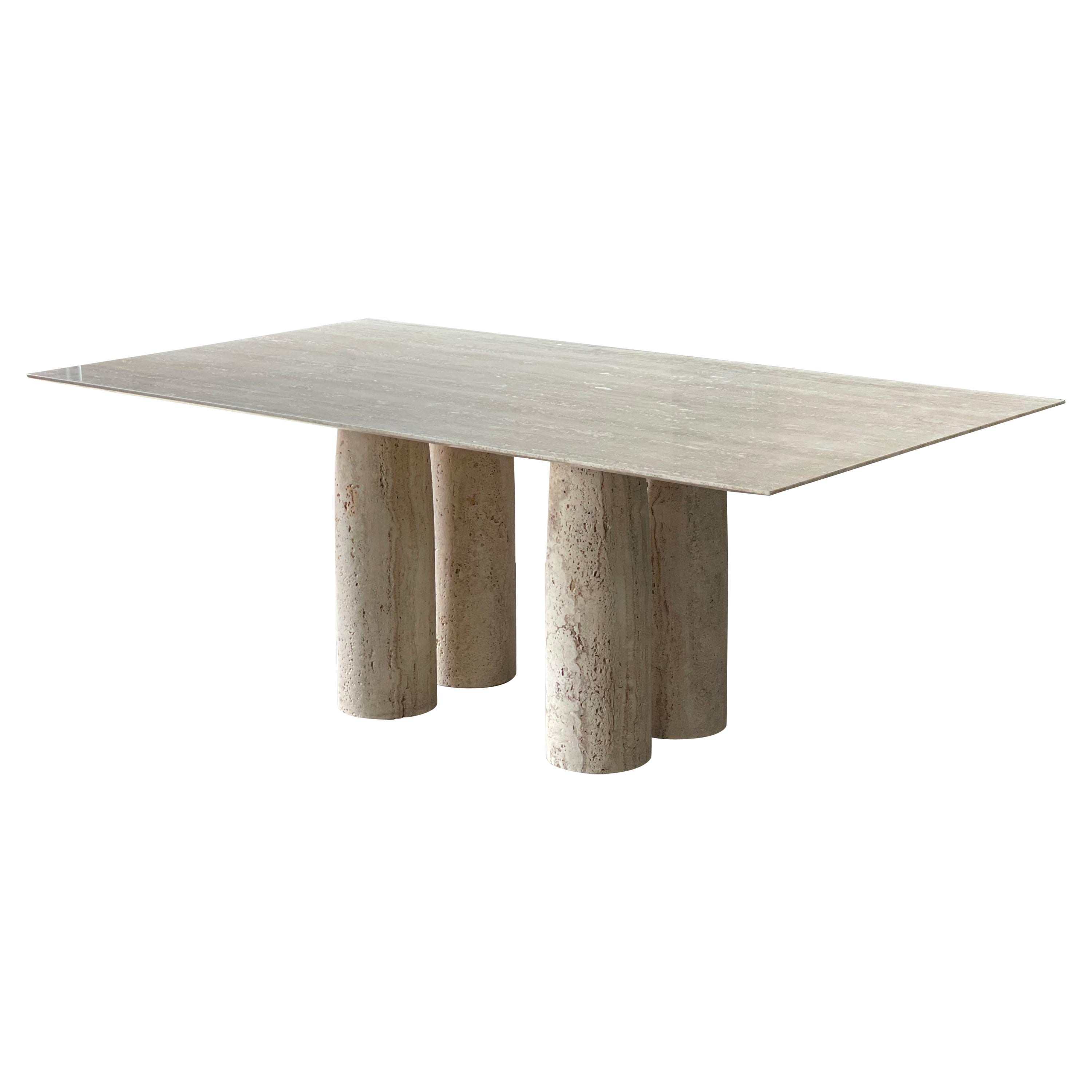 Sculptural Travertine Dining Table in the Manner of Mario Bellini  For Sale