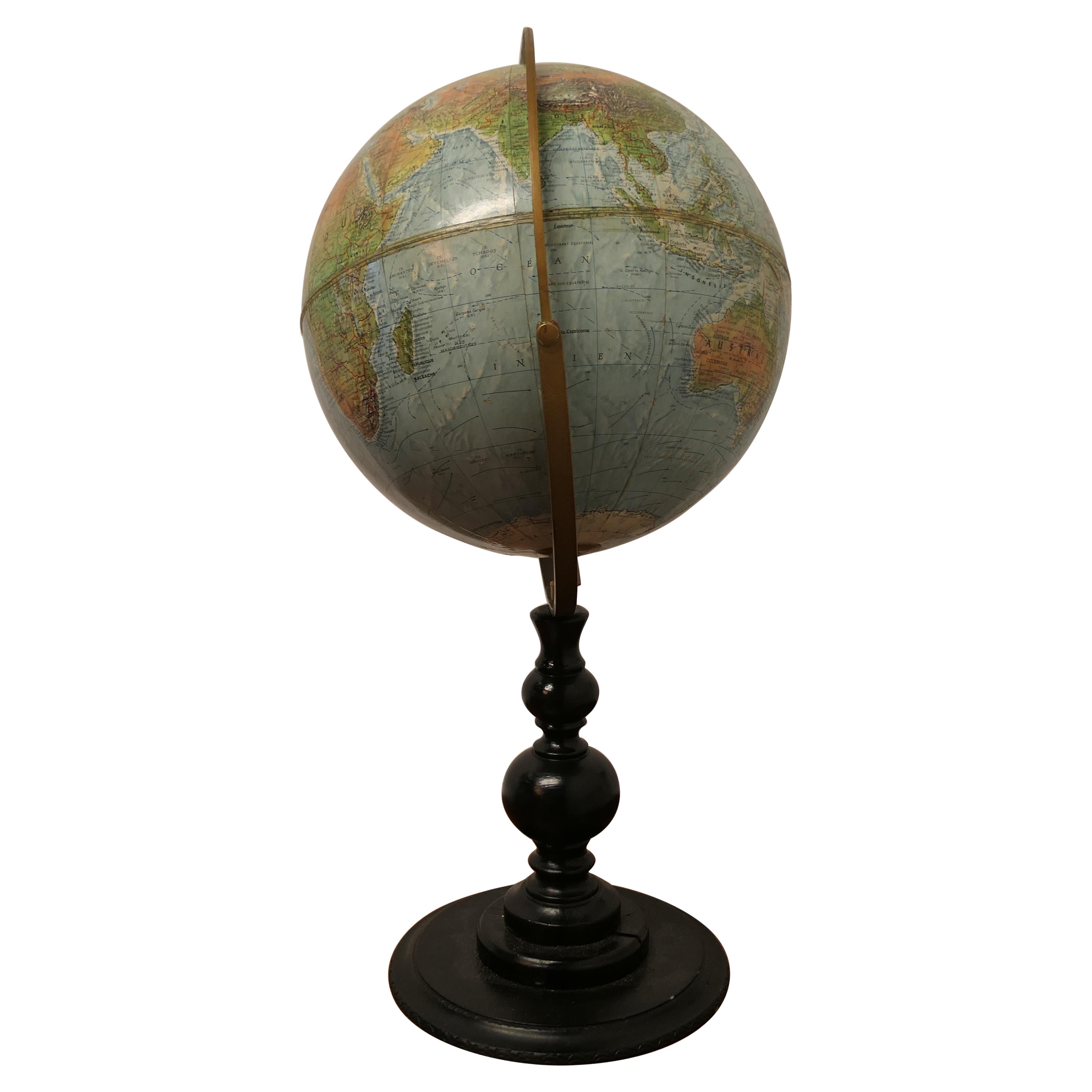 Double Axis Scan Globe A/S with Raised Topography A good quality Desk Globe For Sale