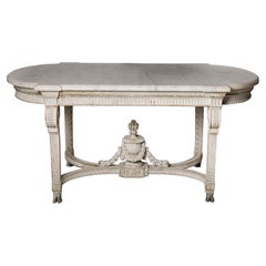 19th Century French table, console table, centre table, marble top, carved wood