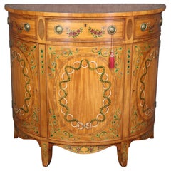 Small Size Adams Paint Decorated Demilune Commode Nightstand Wellington Hall