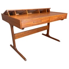 Vintage Danish Mid Century Modern Teak Desk With Flip Top