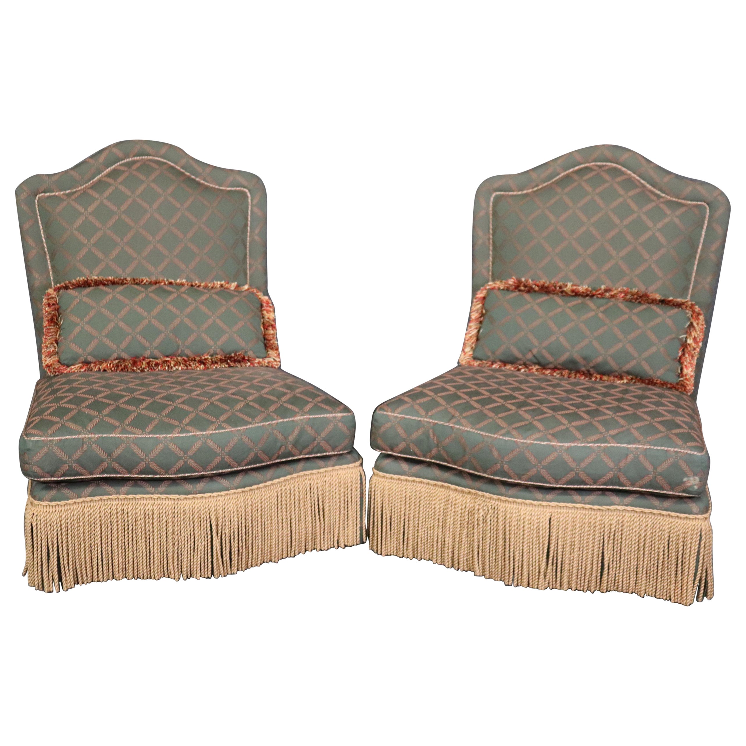 Pair of Baker Furniture Company Armless Bergere or Boudoir Chairs
