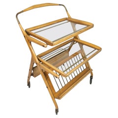 Vintage 1960’s French Collapsible Wooden Bar Cart