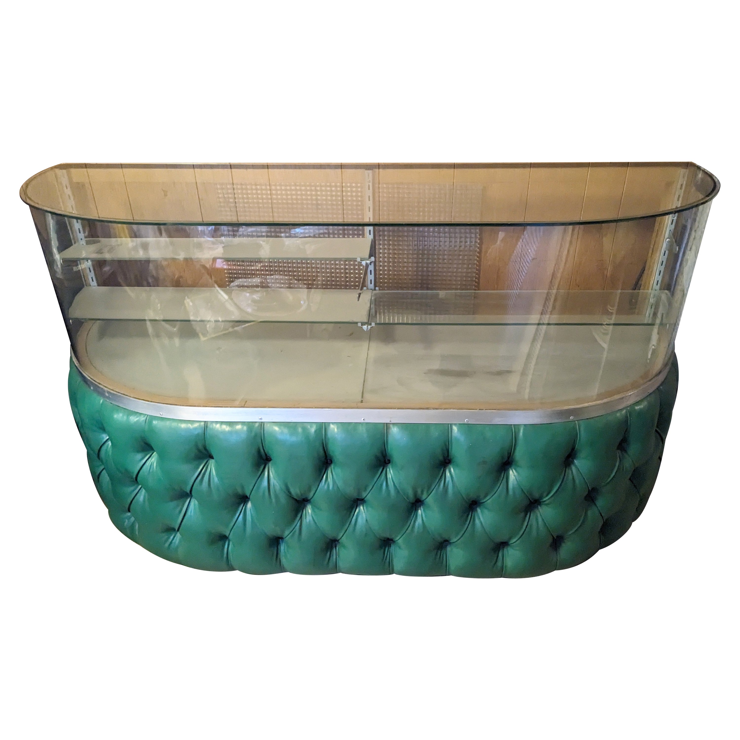Iconic Mid Century Curved and Tufted Vitrine For Sale