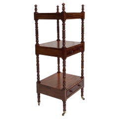 Antique English Mahogany What Not Shelf with Drawers