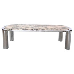 Italian design marble and chrome steel coffee table 1970