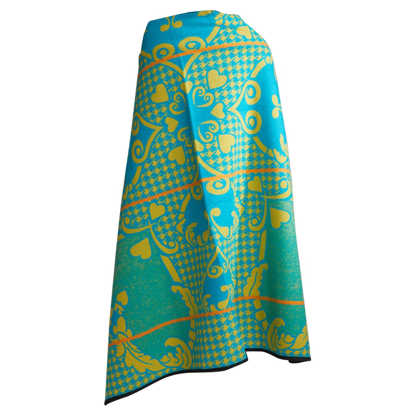 Basotho Heritage Blanket Scarf - Turquoise Mustard Heart