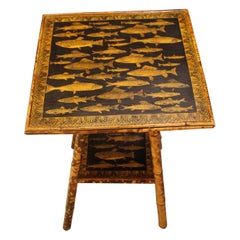 Antique Circa 1870 Square Bamboo Side Table
