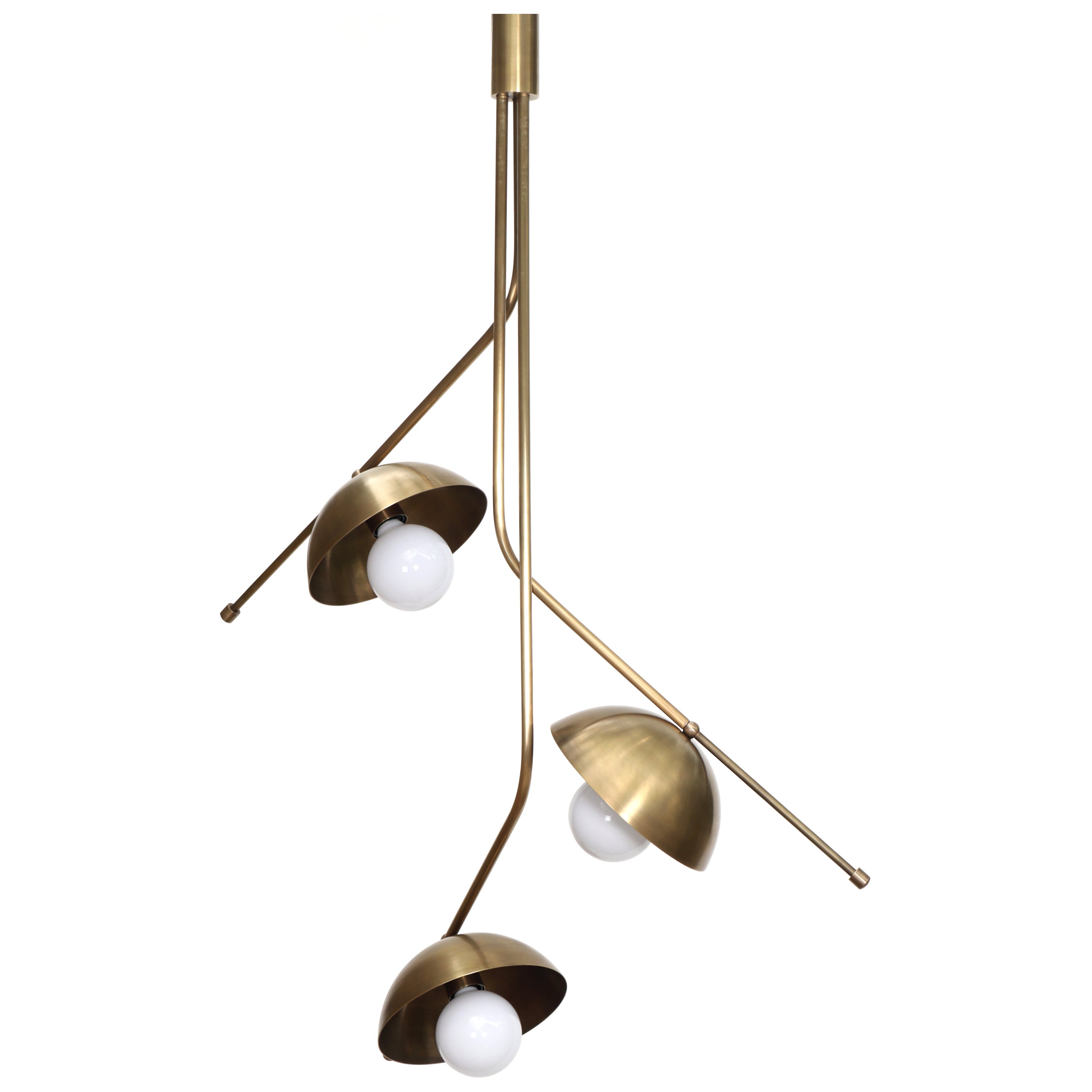 Wing 3 Brass Dome Pendant Lamp by Lamp Shaper For Sale